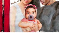 Ini gambar keluarga kecil Kylie Jenner. Ada Travis Scott di dalamnya. Little Princess with the parents Stormi+kylie, tulis sang seniman untuk caption postingan ini. Foto: Instagram Lander_Art