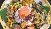 Selain dengan nasi putih, bagi yang diet bisa pilih nasi merah. Lauknya tetap sama komplitnya, seperti postingan foto @e47natjan ini. Foto: Instagram