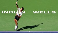 Federer bertanding melawan Krajinovic di Indian Wells Tennis Garden, Indian Wells, California, Amerika Serikat, Senin (12/3/2018) waktu setempat. Reuters/Jayne Kamin.