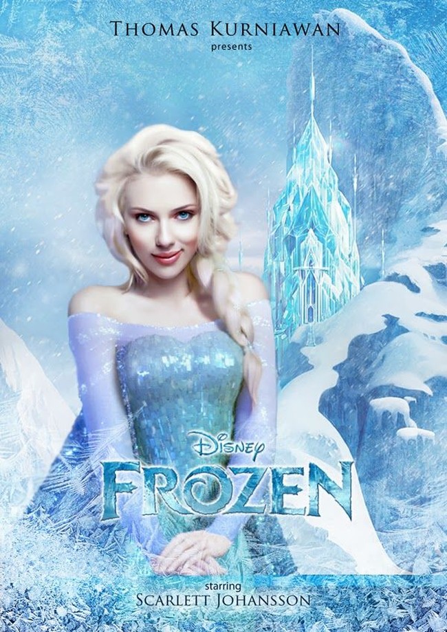 Scarlett Johansson sebagai Elsa. Mata dan tatapan tajam Scarlett Johansson memang sangat mencerminkan karakter Elsa, The Snow Queen di film Frozen. Foto: Dok. Thomas Kurniawan