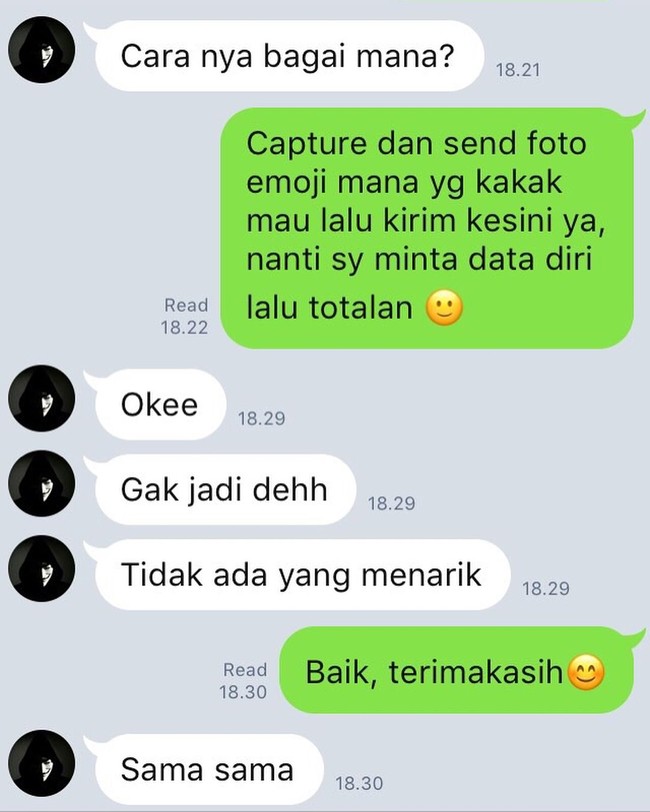 Untung penjual ini masih baik melayani pembeli yang ngeselin seperti ini. Foto: Instagram @drama.olshop