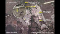 Pada 27 Februari 2018, citra satelit menunjukkan desa-desa yang hangus terbakar telah dibuldoser dan struktur bangunan baru terlihat di area yang sama. Sebuah pagar terlihat dibangun mengelilingi zona pembangunan. Foto: Amnesty International/DigitalGlobe Inc/USG/NextView License