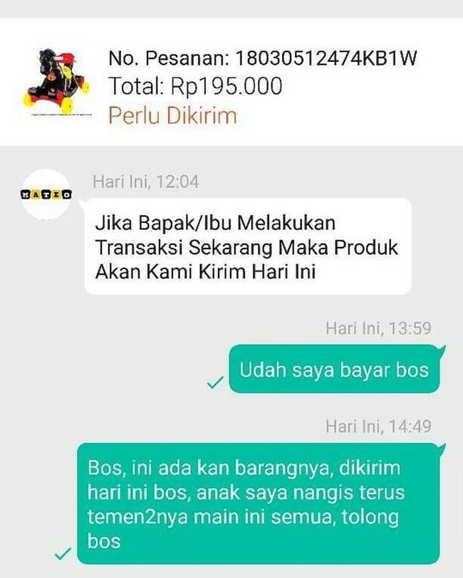 Rengekan manja dari pembeli seperti sudah makan sehari-hari penjual online. Foto: Instagram @drama.olshop
