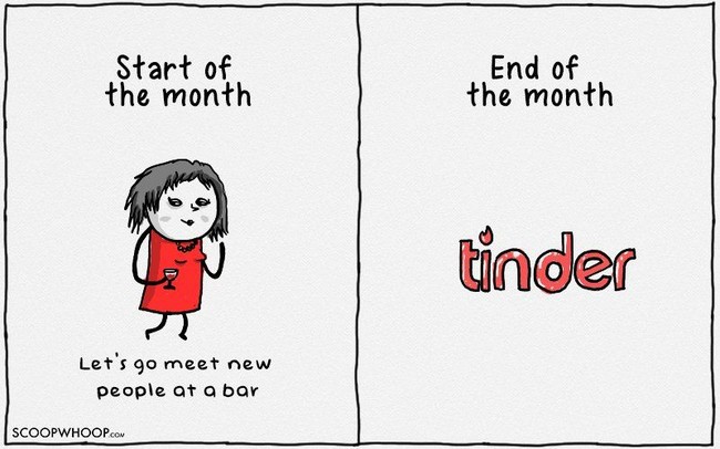 Wanita yang sedang jomblo mungkin bakal cari pacar di bar saat masih ada uang di awal bulan. Selebihnya, cari lewat Tinder saja biar lebih hemat. Foto: Aroop Mishra/ScoopWhoop