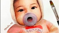 Sejumlah seniman membuat karya seni yang kemudian diposting di Instagram. Salah satunya gambar Stormi dengan dot yang lucu ini. Foto: Instagram Instagram Lander_Art