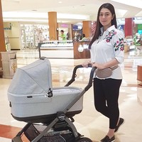 Nabila Syakieb melahirkan putri pertamanya di Rumah Sakit Pondok Indah (RSPI), Jakarta Selatan, 7 Februari 2018. Untuk sang putri yang dinamai Raqeema Ruby Radinal, Nabila memakai stroller dari brand Pegperego seri Book Plus 51 Modular seharga Rp 16 jutaan. Foto: Dok. Instagram birdsnbeesbaby