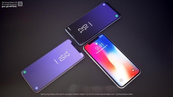 Sekilas, tampilan Galaxy S9 dengan notch dan iPhone X sangat mirip. Itu karena keduanya sama-sama memiliki bingkai tipis di bawah dan sisinya.  Foto: Phone Arena/Martin Hajek