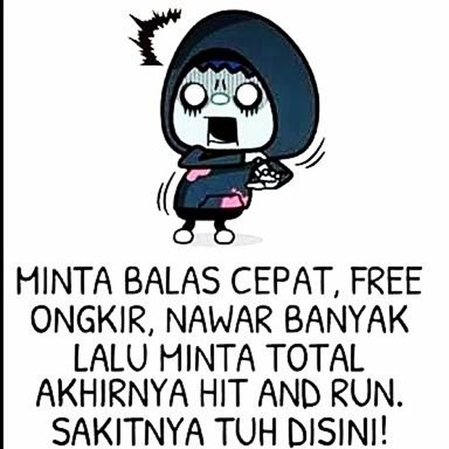 Lagi-lagi, meme tentang curhatan penjual online shop yang sakit hati kalau ada yang tabrak lari. Foto: Instagram