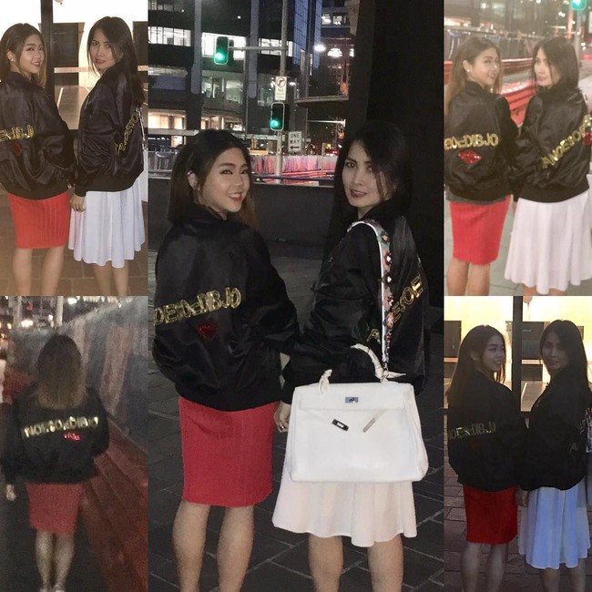Kompak memakai jaket bertuliskan nama Tanoesoedibjo bersama sang putri, Liliana melengkapi penampilannya dengan tas Hermes Kelly seharga Rp 200 jutaan.Foto: Instagram/liliana_tanoesoedibjo