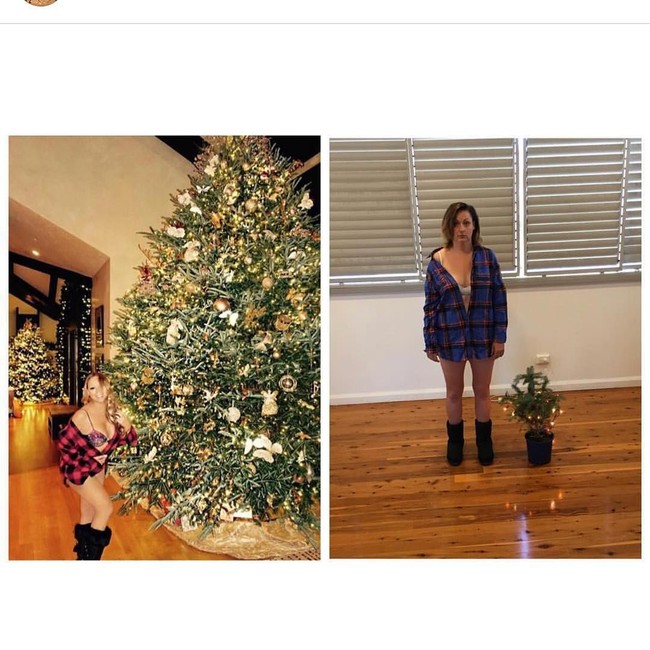 Pose kocak Celeste yang meniru Mariah Carey saat natal Foto: Instagram