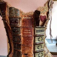 Adapun bagian sampul buku diaplikasikan sang desainer pada bagian bodice atau korset.  Foto: dok. BoredPanda