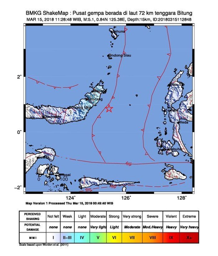 Gempa 5,1 SR Guncang Bitung Sulut, Tak Berpotensi Tsunami