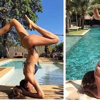 Ketika wanita yang diketahui memiliki nama Celeste Barber tiru gaya olahraga model Izabel Goulart dan terlihat kocak. Foto: Instagram