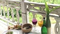 Menginap atau mampir ke restorannya? Semua sama enaknya! Anda bisa mencicip beragam sajian enak seperti salad hingga sandwich. Dengan interior serba kayu bercat putih, Anda bisa menikmati makanan sambil melihat hamparan sawwah yang hijau. Foto: Instagram @krisnaprayudhi. Foto: Istimewa
