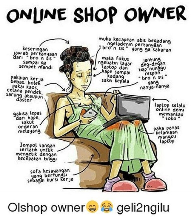 Terungkap, keseharian penjual online yang tak banyak diketahui orang. Foto: Instagram