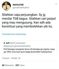 Mahfud MD Dukung TGB Maju di Pilpres 2019