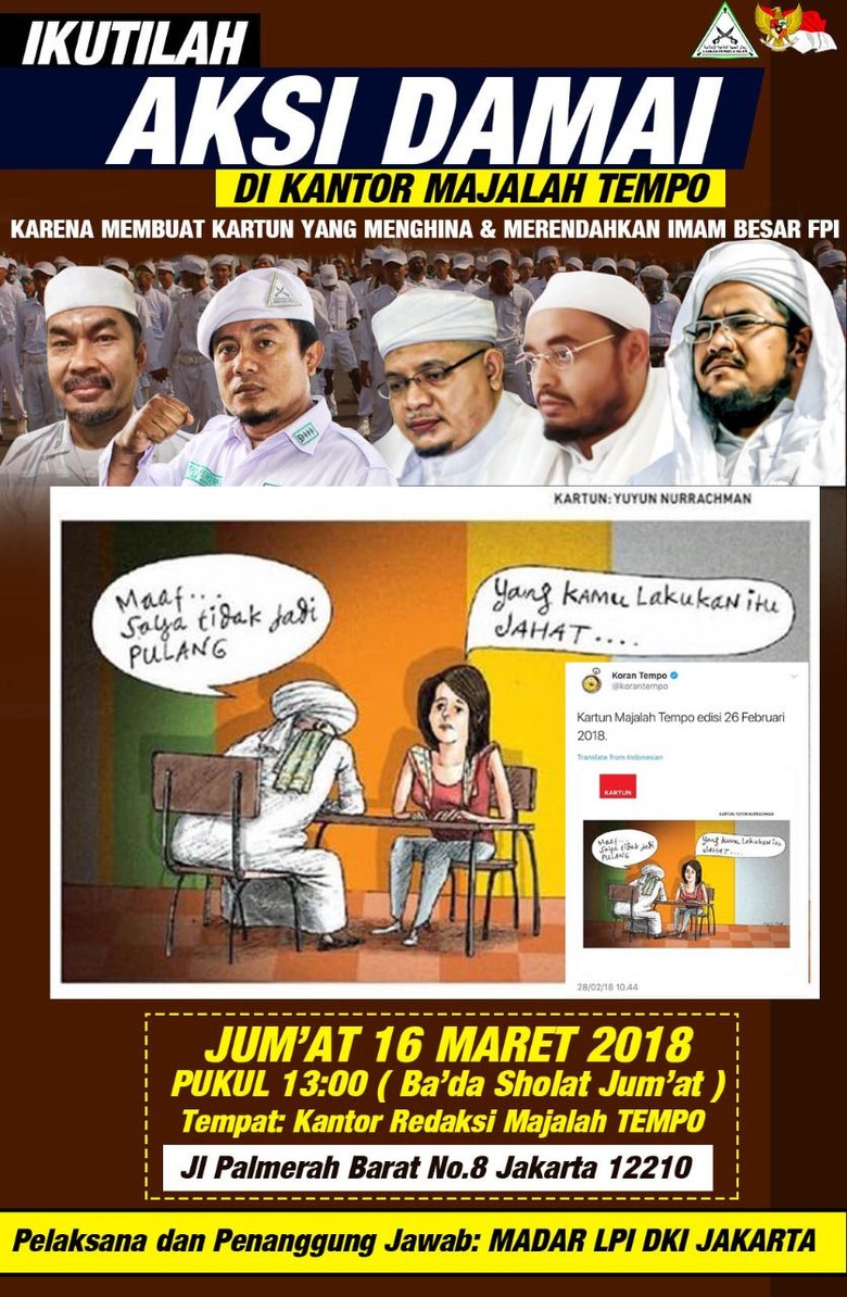 FPI Demo Tempo Karena Kartun Pria Bersorban Tak Jadi Pulang