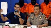 Polisi menggelar rilis tersebut di Bareskrim Polri, Kompleks Gedung KKP, Gambir, Jakarta Pusat, Jumat (16/3/2018).