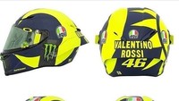 Ada juga nama Valentino Rossi dengan nomor 46 di bagian belakang helm. Foto: Twitter @rossimania1