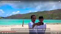 Jokowi pernah ngevlog bersama TGB saat berkunjung ke NTB. Saat itu Jokowi pamer keindahan Kawasan Ekonomi Khusus (KEK) Mandalika. Foto: (Sreenshot V-Log Jokowi)