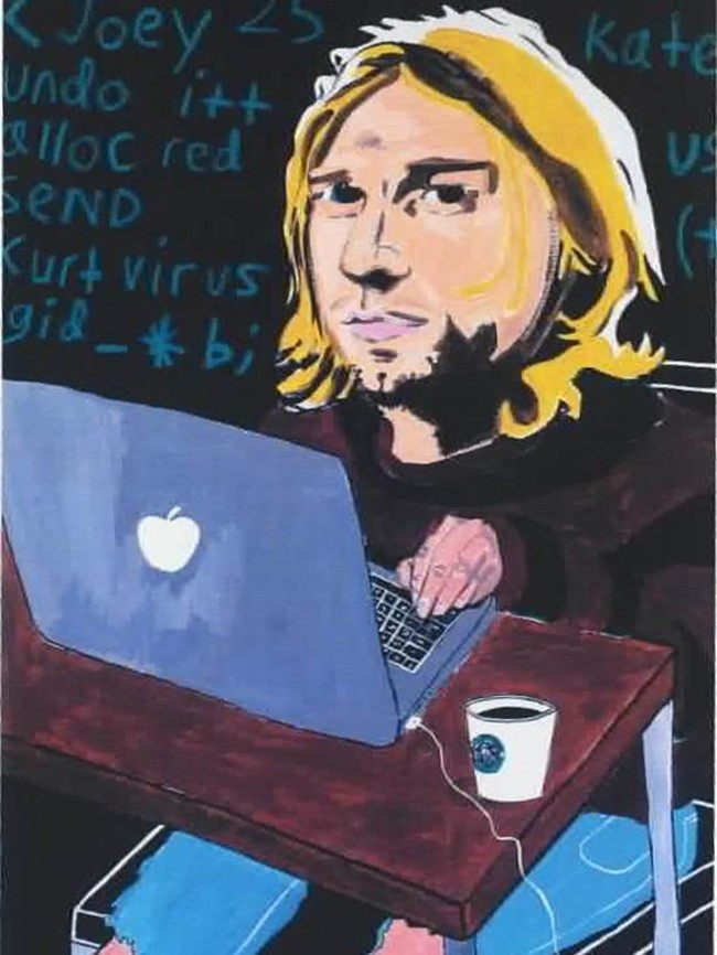 Macaulay Culkin. Bintang Home Alone ini sampai rela mengubah apartemennya menjadi studio untuk melukis. Hasil lukisannya yang paling populer adalah Kurt Cobain as a hacker yang ia dedikasikan untuk vokalis Nirvana tersebut. Foto: istimewa