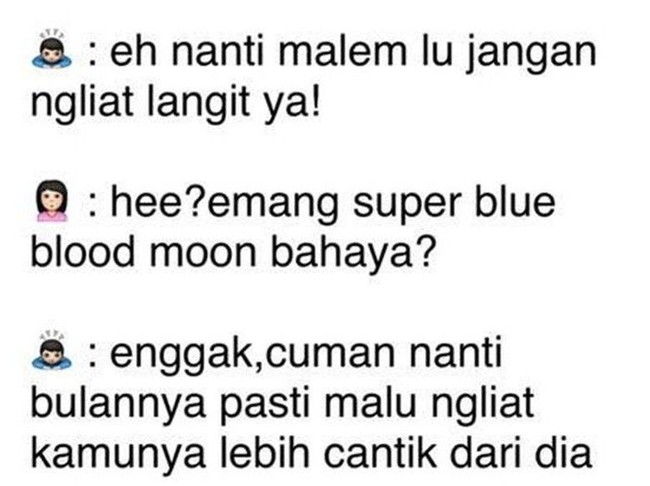 Gombalan ala super blue blood moon. Foto: Istimewa