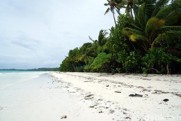 Inilah Pantai Ngurbloat yang berlokasi di Desa Ngilngof, Maluku Tenggara. Pantai ini disebut-sebut punya pasir terhalus sedunia. (Wahyu/detikTravel)