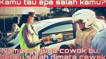 Kalau ada polwan nilang cowok, sudah pasti salah yang ditilang. Foto: internet