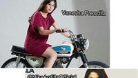 Foto Vanesha dan Nike yang sama-sama berpose dengan sebuah motor. (Dok. Instagram/nikeardillaofficial)
