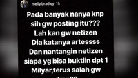 Inilah postingan Melly yang bikin heboh soal Lucinta Luna. Foto: Instagram/melly.bradley
