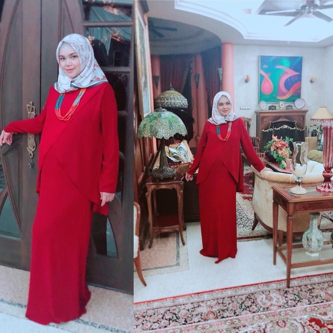 Pemilihan dress untuk busana hamil sangat tepat untuk wanita berhijab. Selain nyaman karena bentuknya longgar, busana seperti ini juga tertutup sehingga terlihat sopan. Foto: Instagram/ctdk