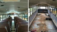 Tampilan saat proses perombakan bus. Istimewa/Inhabitat.