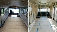 Semua interior bus sekolah dihilangkan dan dibersihkan. Istimewa/Inhabitat.