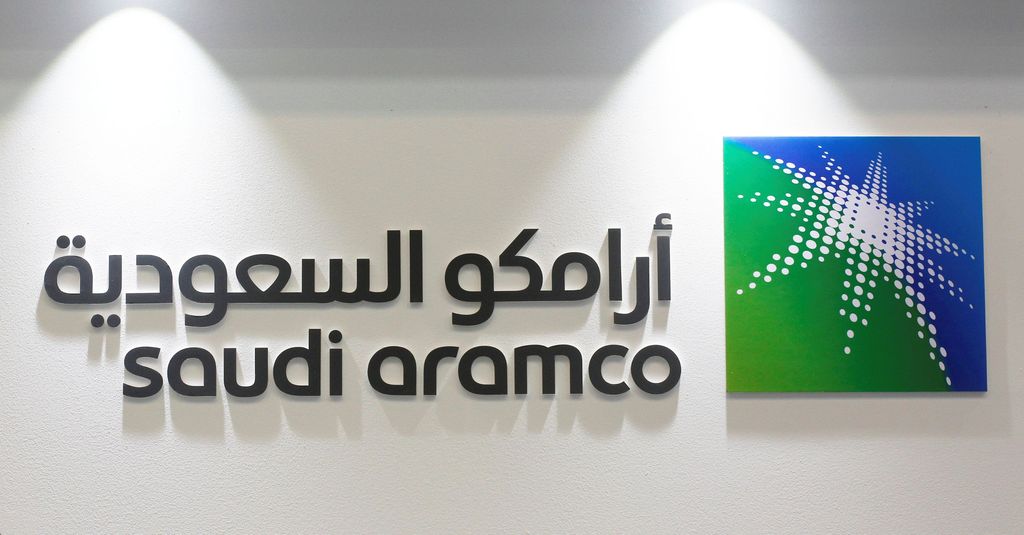 Saudi Aramco FILE PHOTO: Logo of Saudi Aramco is seen at the 20th Middle East Oil & Gas Show and Conference (MOES 2017) in Manama, Bahrain, March 7, 2017. REUTERS/Hamad I Mohammed/File Photo