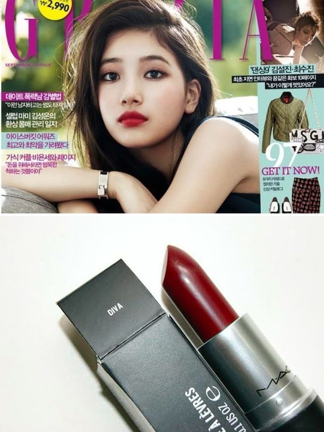 Jika mencari lipstik berwarna klasik, Anda bisa melirik opsinya yang pernah dipakai Suzy Bae ini. Lipstik MAC warna Diva dipakai Suzy dalam pemotretan majalah. Foto: Istimewa