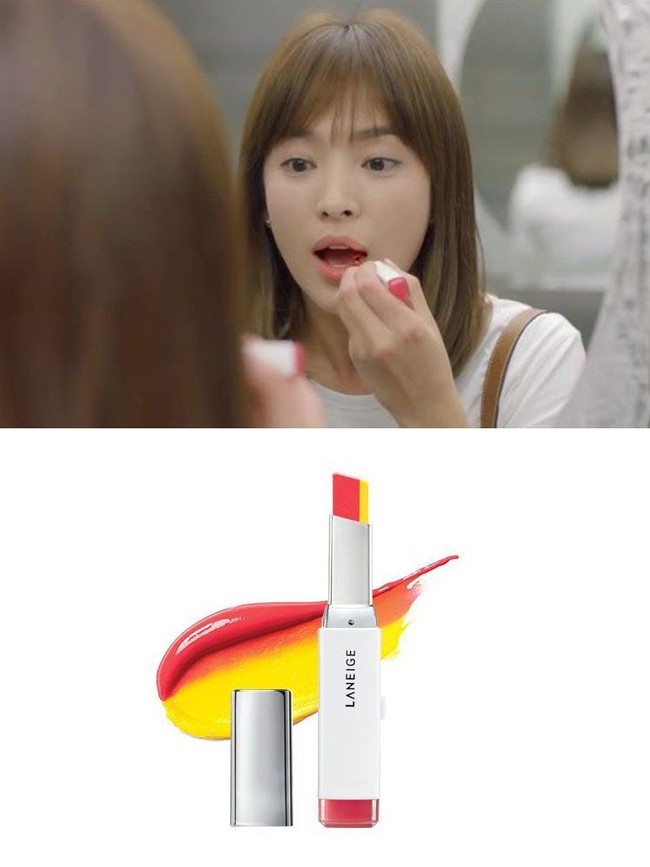 Sebagai brand ambassador Laneige kala itu, Song Hye Kyo memang selalu terlihat mengandalkan lipstik keluaran brand Korea tersebut. Dalam drama Descendants of the Sun, ia menggunakan Laneige Two Tone Lip Bar #11 yang menghasilkan tampilan ombre. Foto: Istimewa