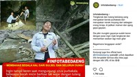 Di posting oleh akun @infotabedaeng di Instagram, kedua wisatawan ini berpose di makam Toraja. Pose mereka dinilai kurang ajar. (Instagram/@infotabedaeng)