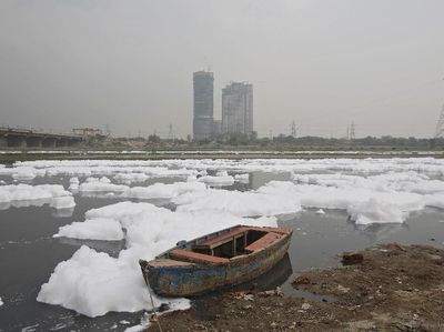 Potret Sungai Tercemar di India yang Tertutup Buih