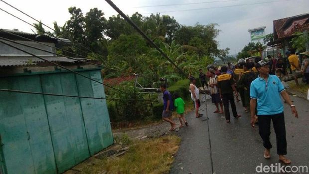 Pohon tumbang di Kebumen menutup akses jalan. 
