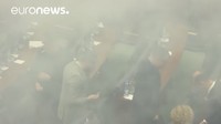 Perjanjian perbatasan ini akhirnya diratifikasi parlemen usai sidang dihentikan sementara akibat insiden gas air mata itu. Sejumlah anggota parlemen yang terlibat insiden ini ditangkap polisi setempat, (Foto: Dok. Euronews)