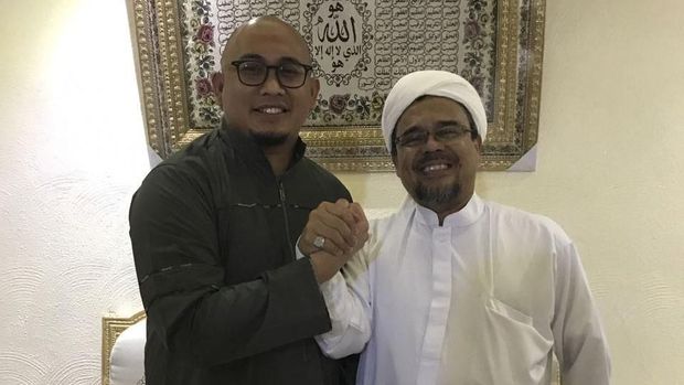 Wakil Sekjen Gerindra Andre Rosiade dan Rizieq Shihab, di Mekkah, Rabu (21/3).