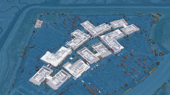 Beginilah penampakan markas media sosial terbesar di dunia itu bila air laut meluap ke daratan. Foto: Google Earth via Business Insider