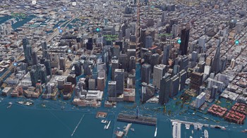 Dalam skenario terburuk soal air laut yang meluap ke daratan, NOAA mengatakan San Franscisco, Silicon Valley, dan Bay Area akan tenggelam. Foto: Google Earth via Business Insider