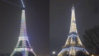 Ini Eiffel China Vs Eiffel Paris saat malam hari. Bagus mana? (Kiri China, kanan Paris). Istimewa/Boredpanda.