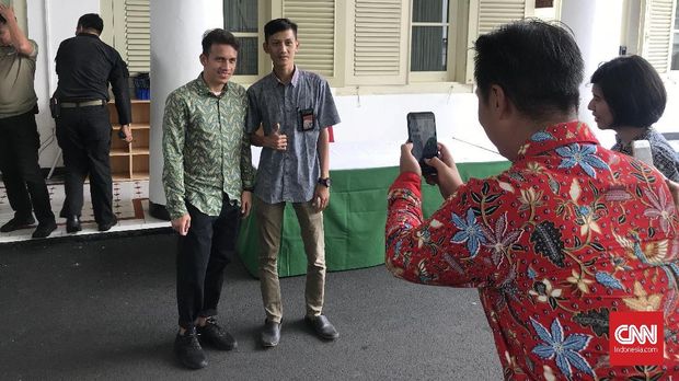 Egy Maulana Vikri di komplek Istana Merdeka usai bertemu Presiden Joko Widodo.