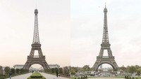 Menara Eiffel tak hanya ada di Paris lho, China juga punya (Kiri China, kanan Paris)Istimewa/Boredpanda.