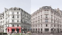 Salah satu sudut kota di China dan Paris yang benar-benar mirip! (Kiri China, kanan Paris). Istimewa/Boredpanda.