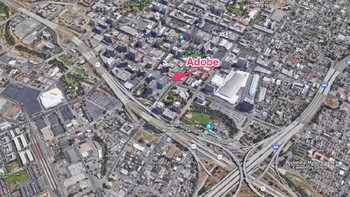 Adobe dan perusahaan yang ada di San Jose diprediksi selamat dari bencana alam ini. Foto: Google Earth via Business Insider