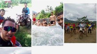 Kevin juga tampak menunggangi motor trail bersama dengan teman-temannya. Foto: Instagram Kevin Sanjaya