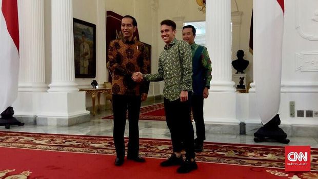 Egy Maulana Vikri diterima Presiden Joko Widodo di Istana Merdeka pada Jumat pagi.